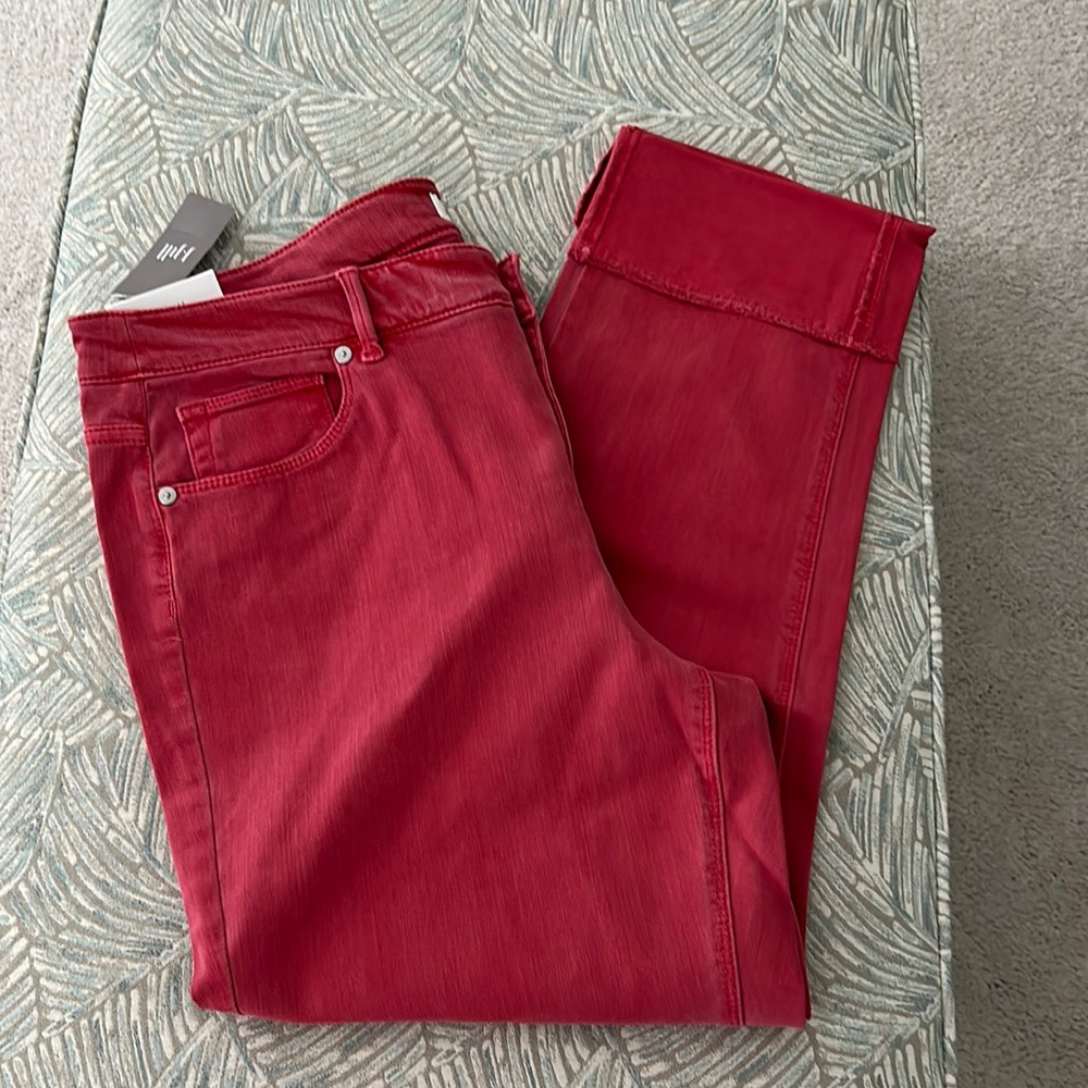 J.Jill Denim Authentic Fit Cropped jeans light Cherry red NWT Size 14